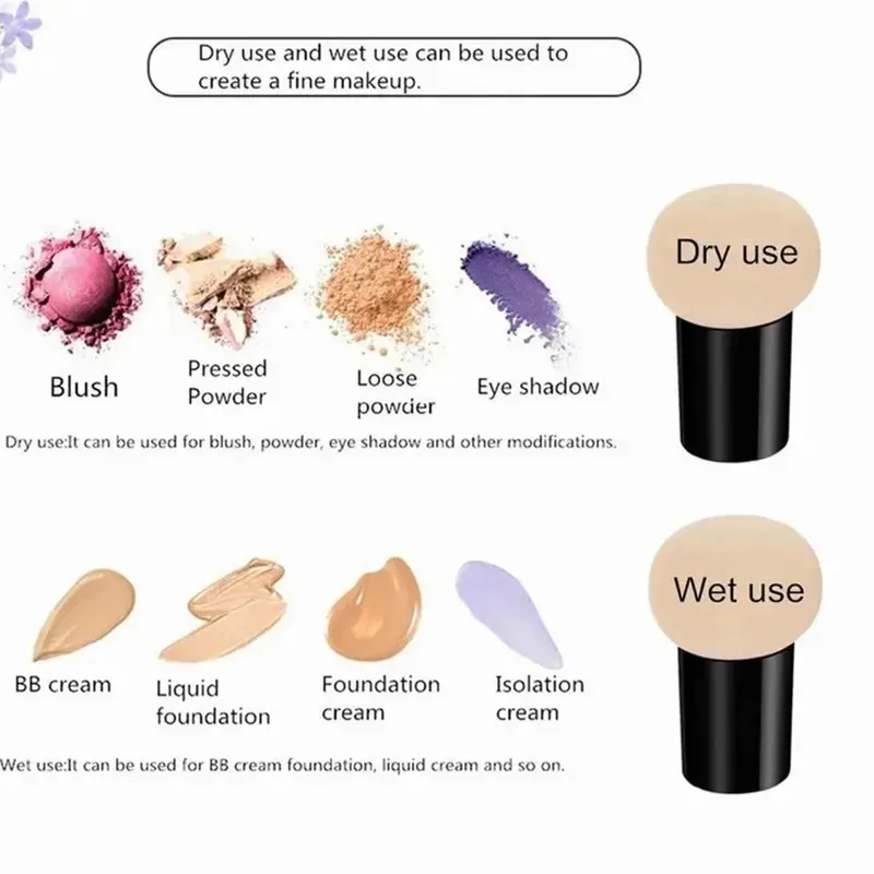 1-6PCS Mushroom Head Cosmetic Puff with Protective Cap Wet Dry Powder Puff Air Cushion Sponge Makeup Egg Foundation Makeup Tools