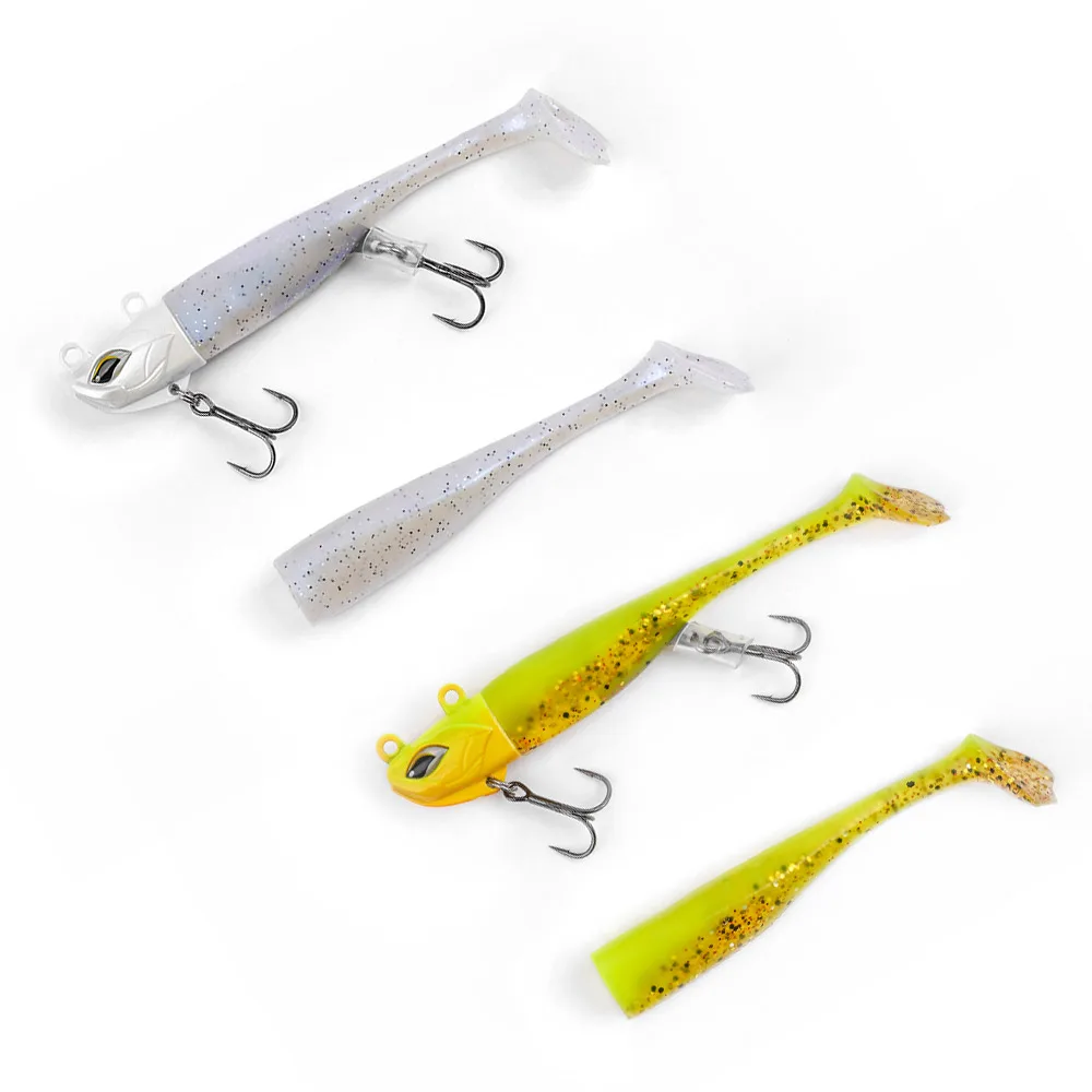 2PCS Soft Fishing Lures Popper Silicone Bait Swim Topwater Wobblers Soft Tail 
