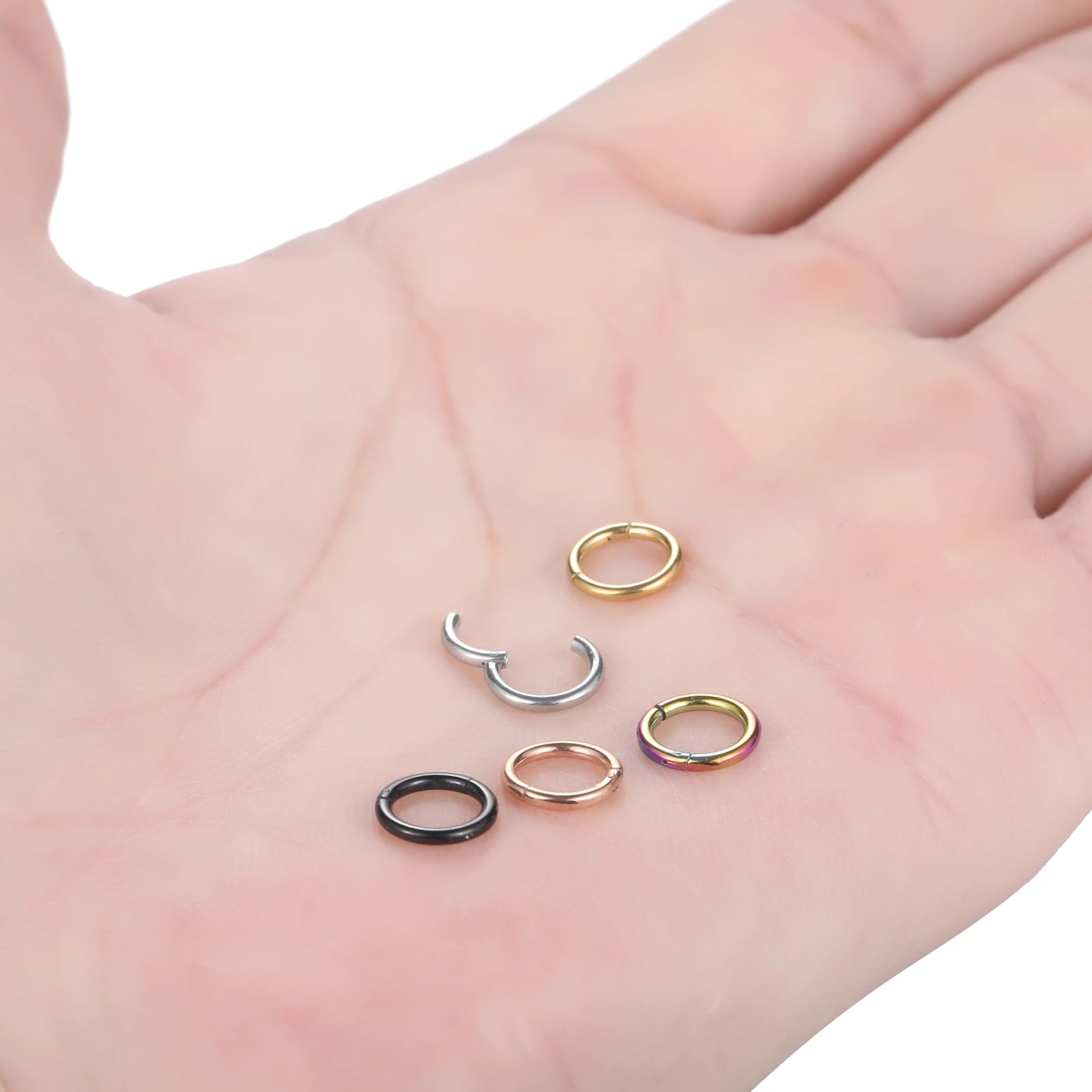 1pc Titanium Hinged Segment Rings Nose Septum Clicker Hoop for - Main Image