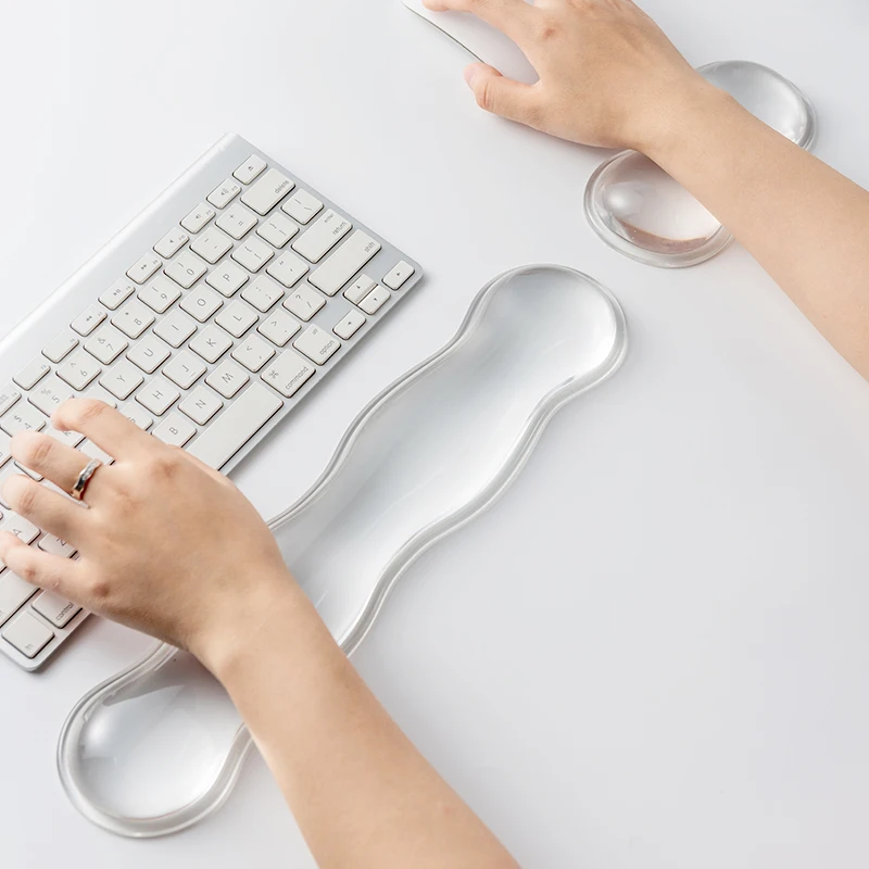 Silicone Keyboard Mouse Wrist Rest Support Ergonomic Wave Hand Pad Cushion Comfortable Soft for Gaming Office Computer Laptop