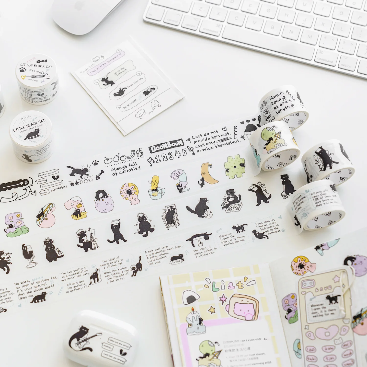 

Card Lover 30mm*2 m [Little Black Cat Series] Lovely Journal Masking Tape Washi Paper Scrapbooking Material Scrapbook Kit