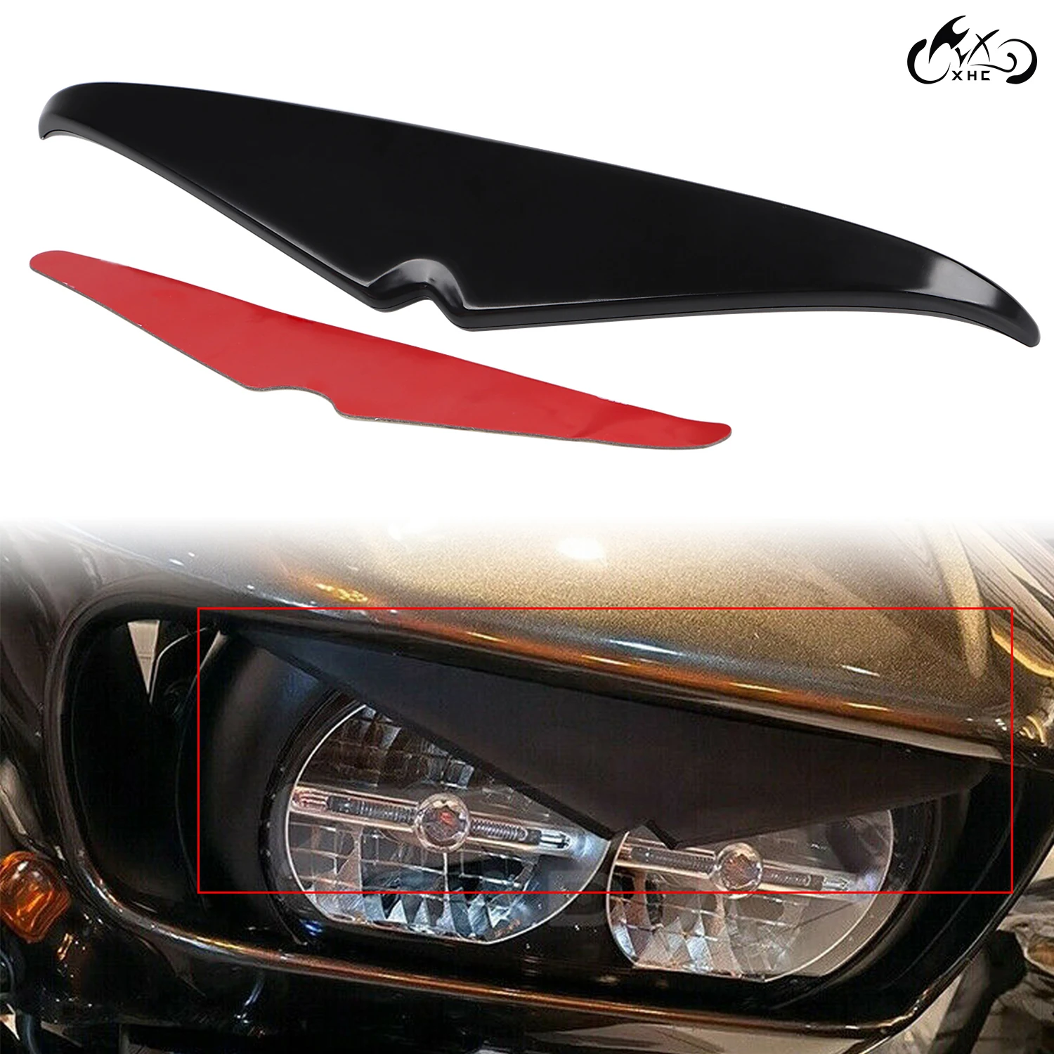 Motorcycle Headlight Trim Headlamp Eyebrow Eyelid Sticker Decoration
