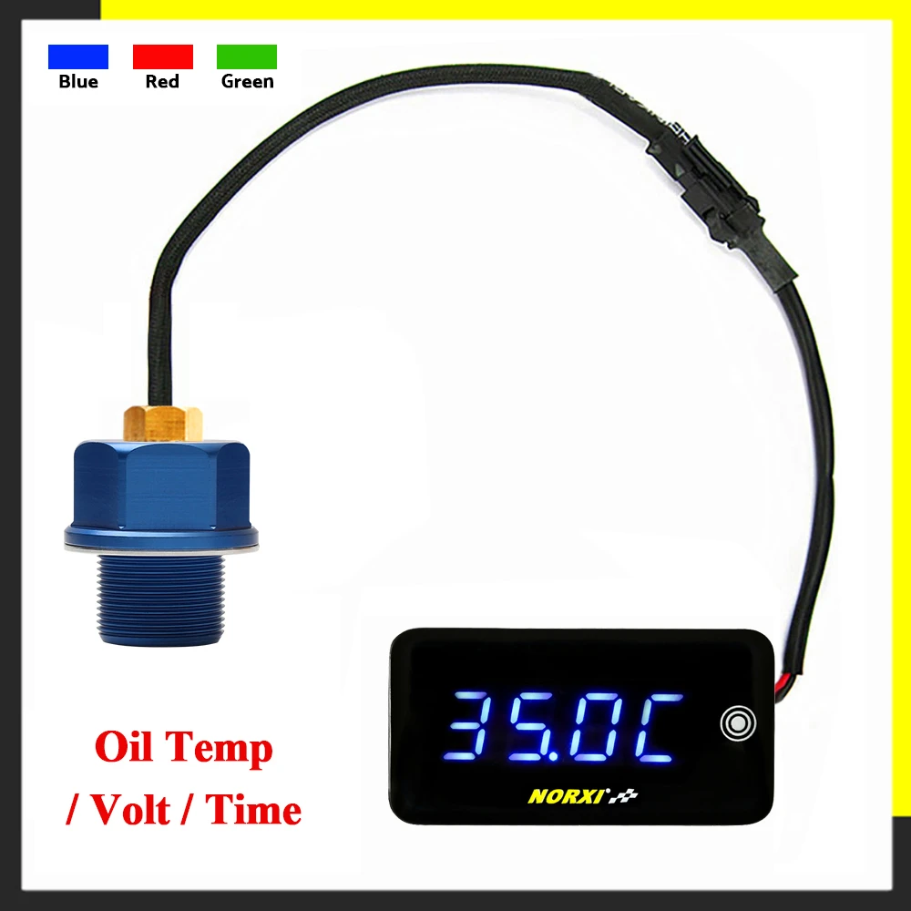 koso Motorcycle 3 in 1 oil temperature voltage time mini square digital instrument Display Automatic brightness adjust