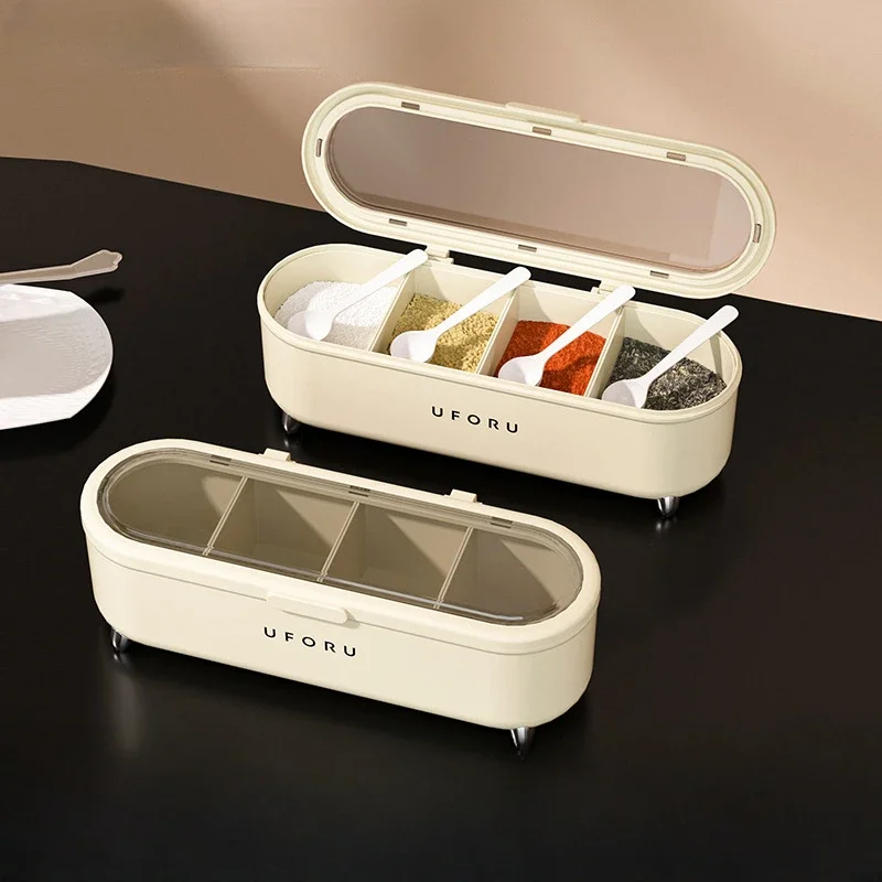 Seasoning Box Combination Set Kitchen Four Compartment Storage Integrated Multi Compartment Light Luxury Seasoning Can