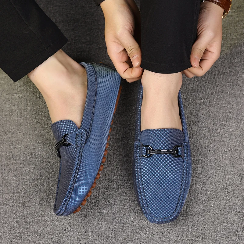 HKDQ Business Casual Leather Shoes Men Comfortable Flat Moccasins Elegant Fashion Slip-on Men's Loafers Designer White Shoes Man