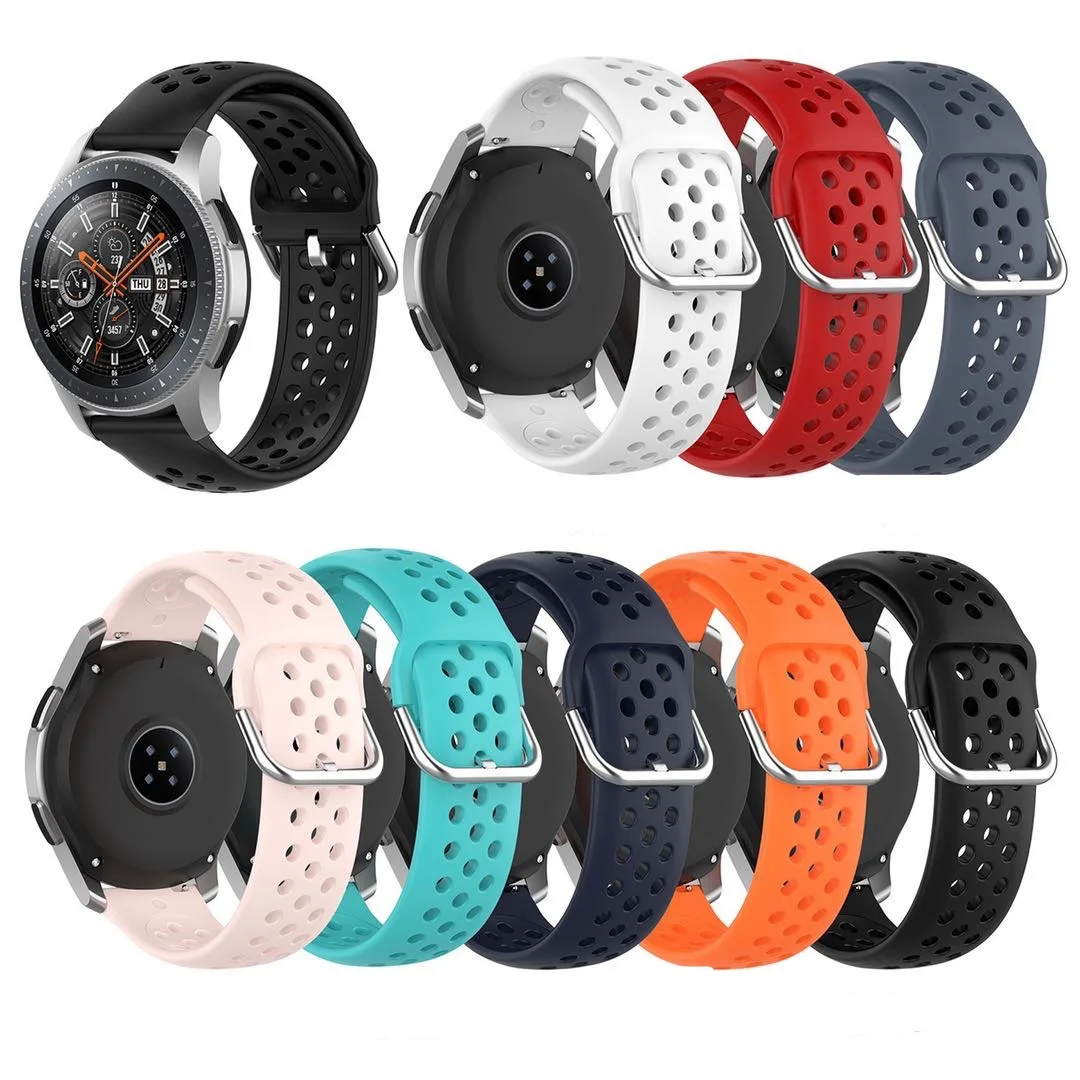 

Ремешок силиконовый для смарт-часов Samsung Galaxy watch 3 Active 2 Huawei watch GT GT2, Воздухопроницаемый спортивный браслет, аксессуары для Amazfit GTR