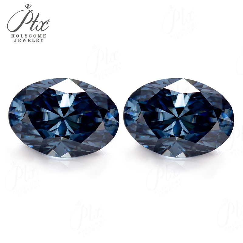 0,1-10CT Moissanit, ovale Form, leuchtendes Blau, Primärfarbe, VVS1, DIY-Ring, Halskette, Ohrringe, Hauptmaterialien, Perlen für die Schmuckherstellung – Detail 8