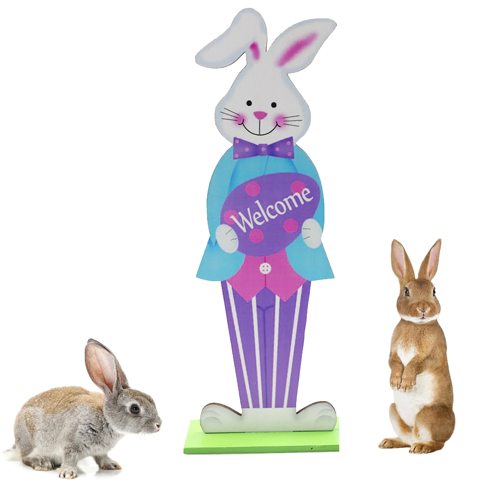 Ester Bunny Decorations Legno Bunny Egg Crafts Figurine 4 Standing Bunny Ornaments For Desk Office Home Party Buona Pasqua