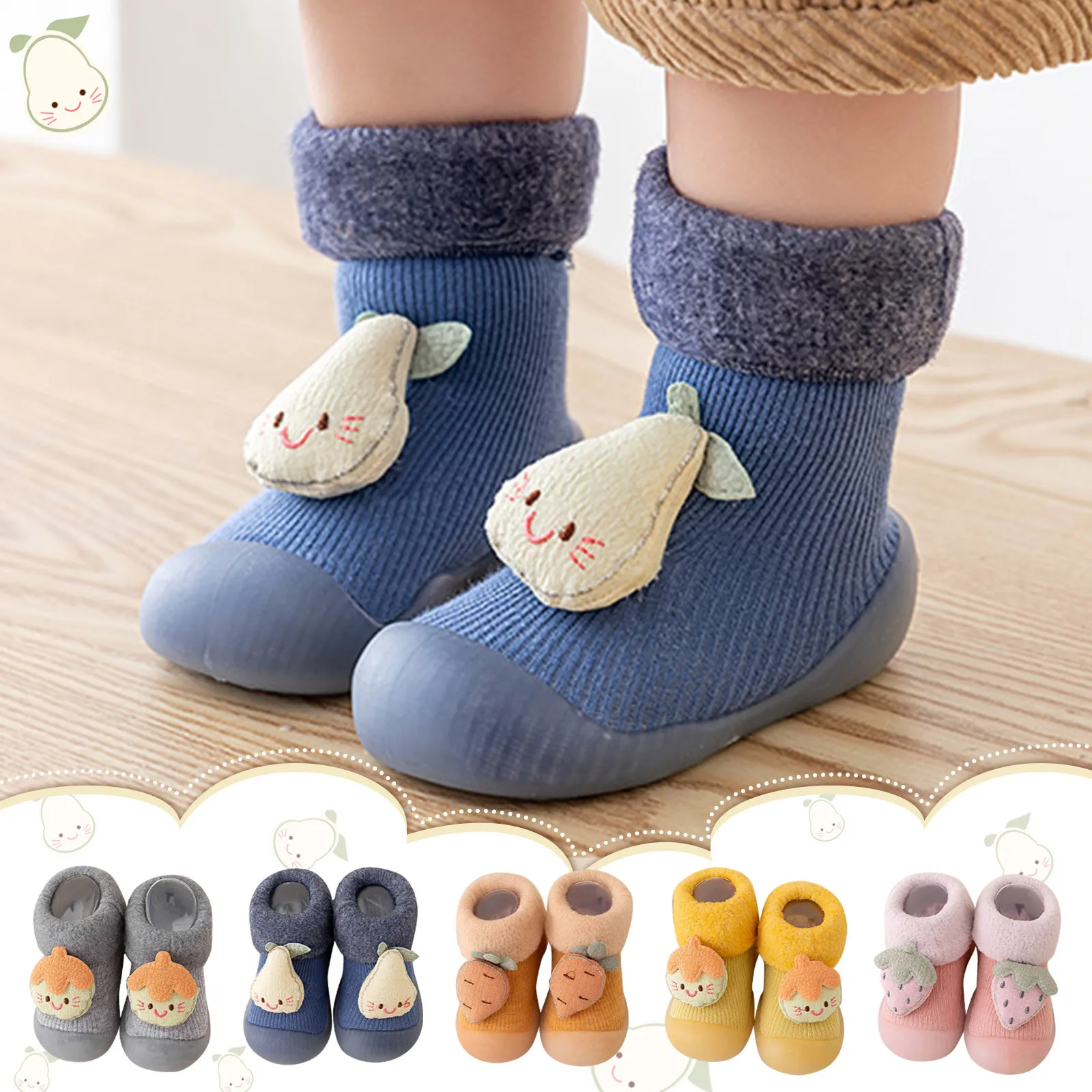 Newborn Toddler Shoes Infant Baby Boys Girls Cute Animal Cartoon Non Slip Socks Shoes Fleece Warm Floor Socks Prewalker