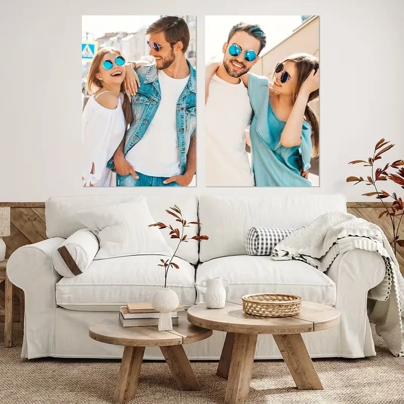 2 Stück/Set Personalisierte Leinwanddrucke Foto-Wandkunst Poster für Familie Haustiere Geburtstage Hochzeit Landschaft Heim-Dekoration – Detail 4