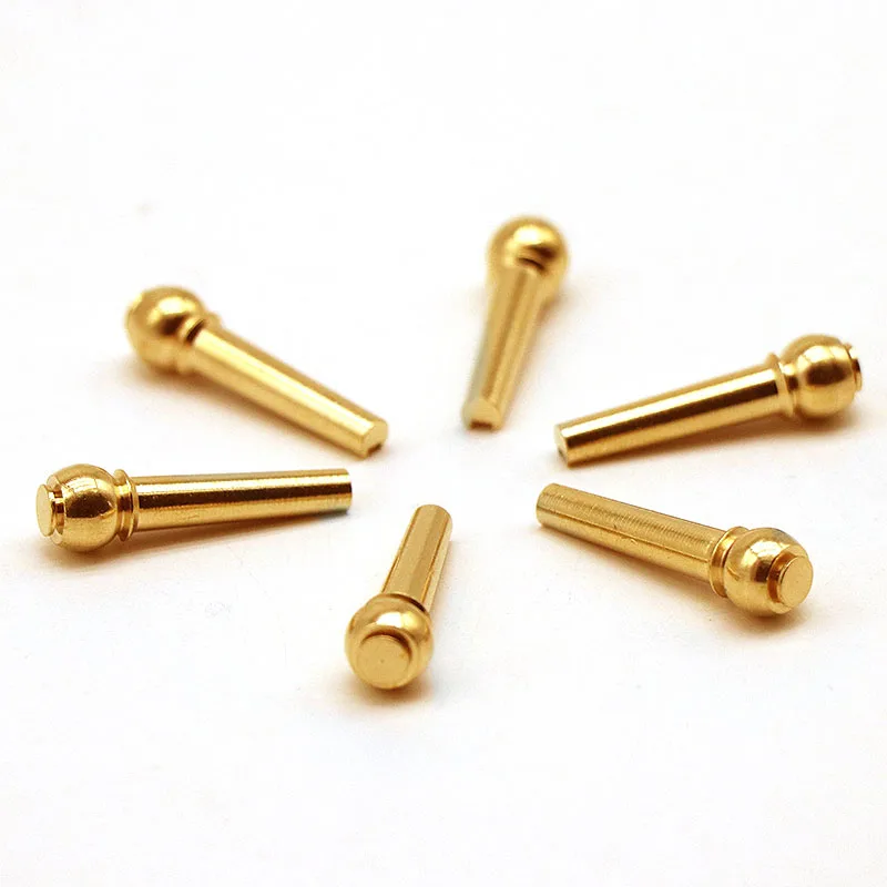Brass Guitar Bridge Pins Set with Pin Puller and Replacement Parts (6 Pieces)