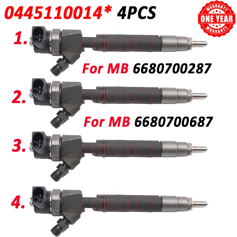 

4PCS Diesel Injector 0445110014 Fuel Injection Nozzle 0 445 110 014 OEM 0986435005 6680700287 6680700687 For Mercedes Benz