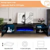 Floating Fireplace TV Stand, Wall Mounted Mirrored Entertainment Center 40" Electric ,LED Lights Media Console for TVs Up to 90" 2