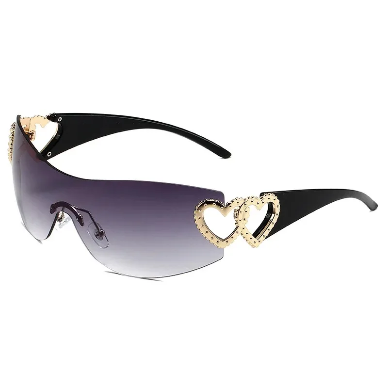 Fashion Sunglasses Conjoined body Sunglasses Women's Decorative Heart-shaped Mirror Legs No Border Sun Glasses Outdoor Sport Eyewear UV400 fashion sunglasses