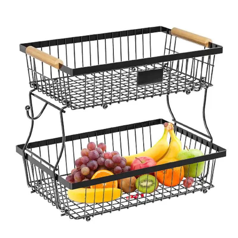 

Fruit Vegetable Storage Basket Kitchen Organizer Pantry Baskets 2 Tier Countertop Vegetable Storage Bowl Fruits Stand Holder