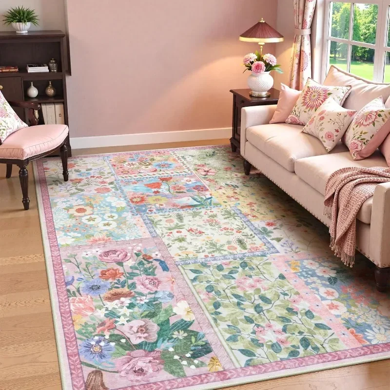 Fashion Living Room Carpet Retro Floral Luxury Bedroom Plush Rug Machine Washable Non-slip Sofa Coffee Table Mat Ковер Tapete 러그 4