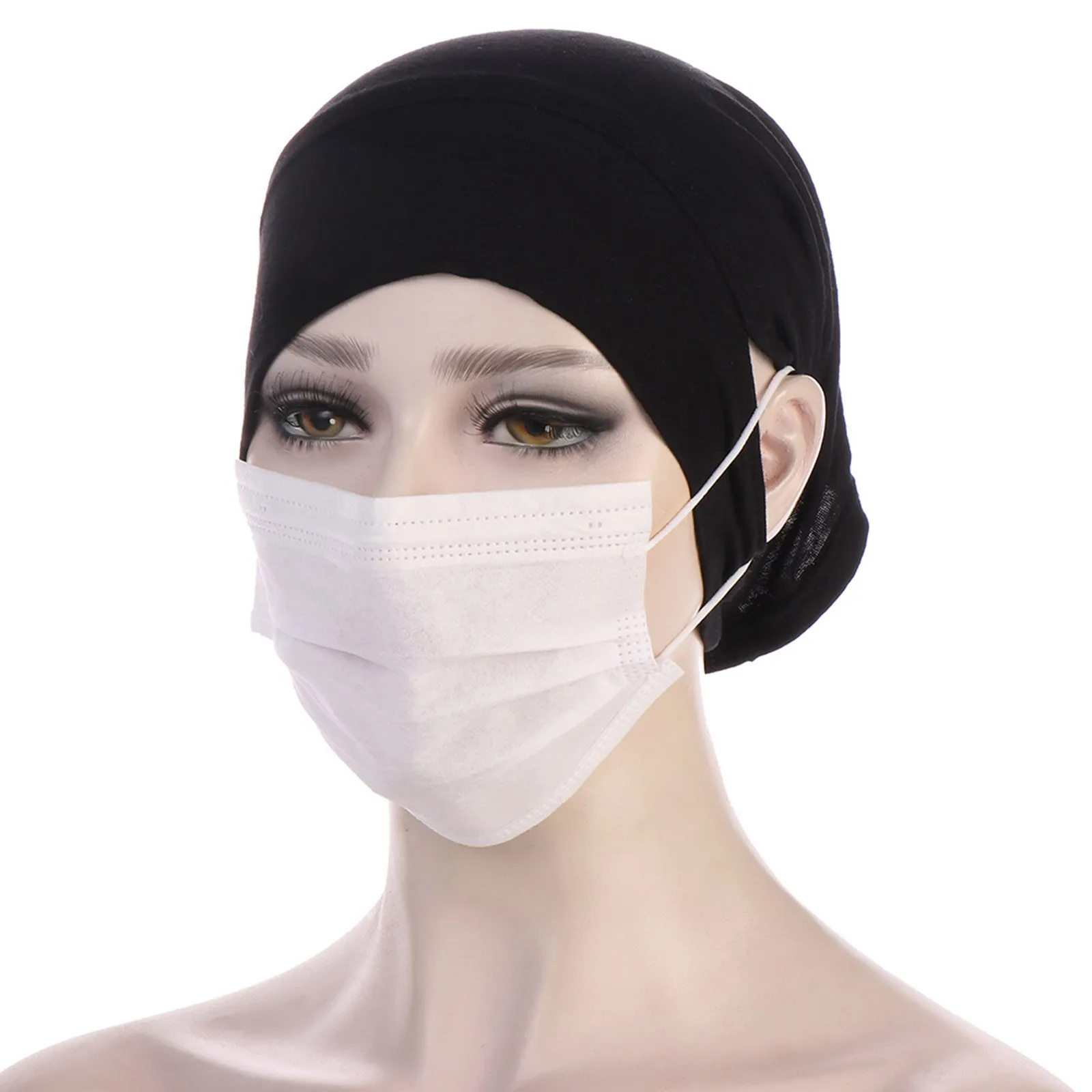 Muslim Hijab Undercap With Ear Hole Underscarf Inner Cap Hijabs Bonnet Caps Turban Under Cap With Ear Cut Outs For Plane Hat