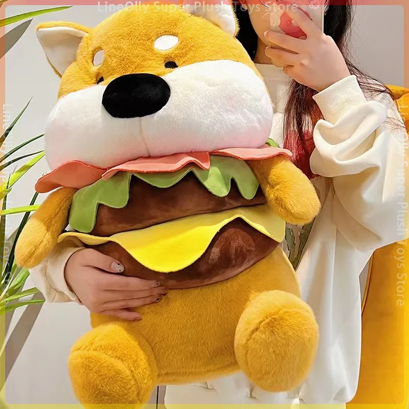 Creative Funny Hamburger Pig Plush Pillow Simulation Plush Food Bread Toast Stuffed Burger Dog Toys Soft Cushion for Girls Gifts custom custom 6x6 inch take away lunch packing fast food container biodegradable clamshell bagasse hamburger sugarcane burger b