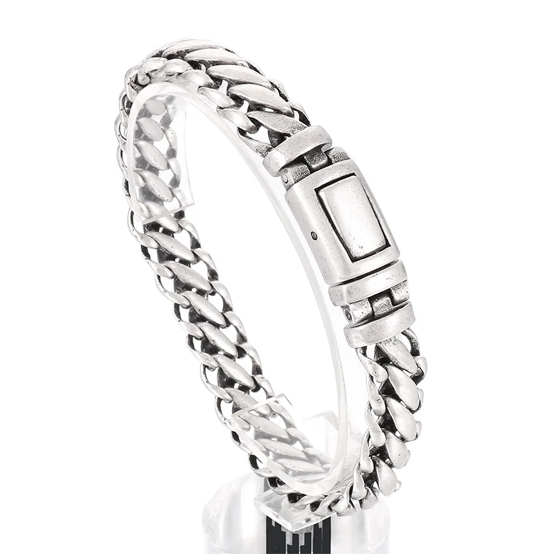 

220x12mm Stainless Steel 316L Bracelet For Men Vintage Silver Color