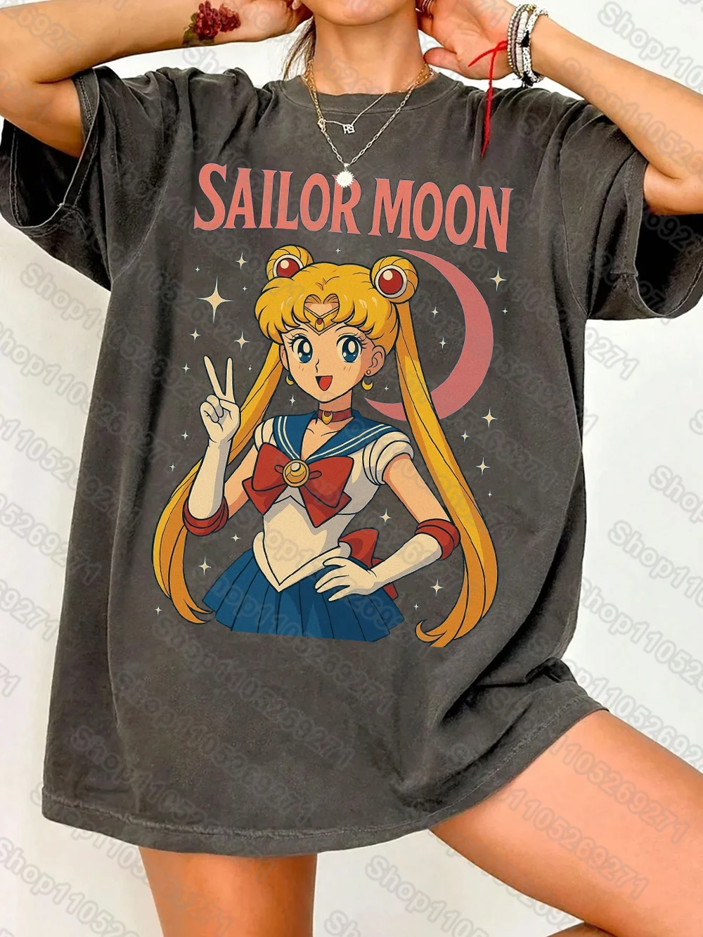 Retro 90s Sailor Moon Graphic Cotton Streetwear Tee