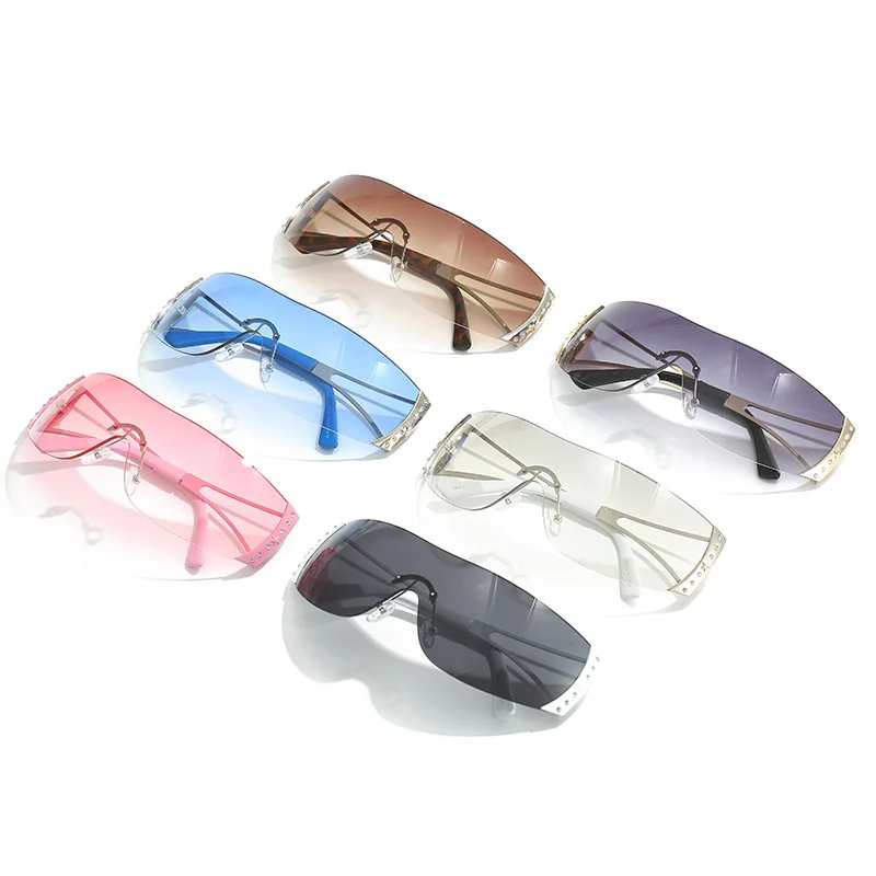 2000S Retro One Piece Sunglasses Women Men Luxury Oversized 