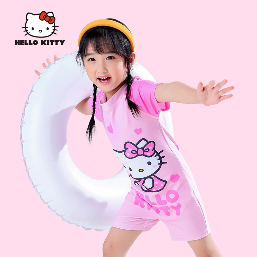 Hello Kitty Rainbow Allover Print White Snap Suit