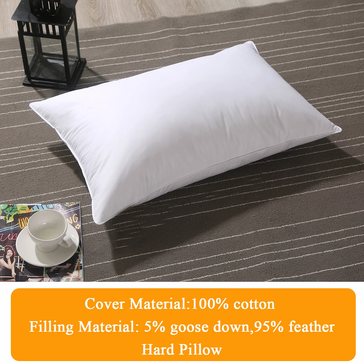 1 piece pillow, 8 sizes,100% cotton, soft and hard pillow, white goose feather filling pillow core pillow insert 3