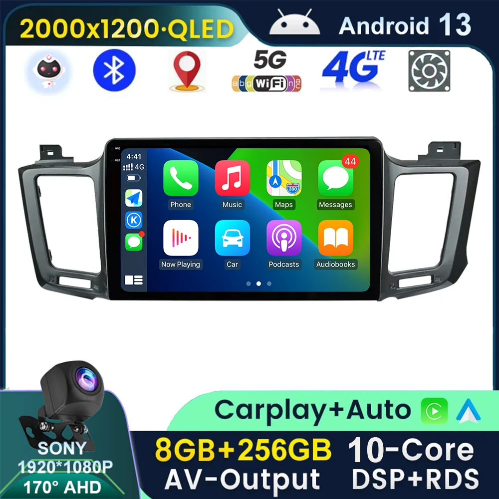 

8Core 5G WIFI Android 13 Car Radio Multimedia For Toyota RAV4 RAV 4 XA40 5 XA50 2012-2018 2 Din Autoradio Carplay BT DSP Gps