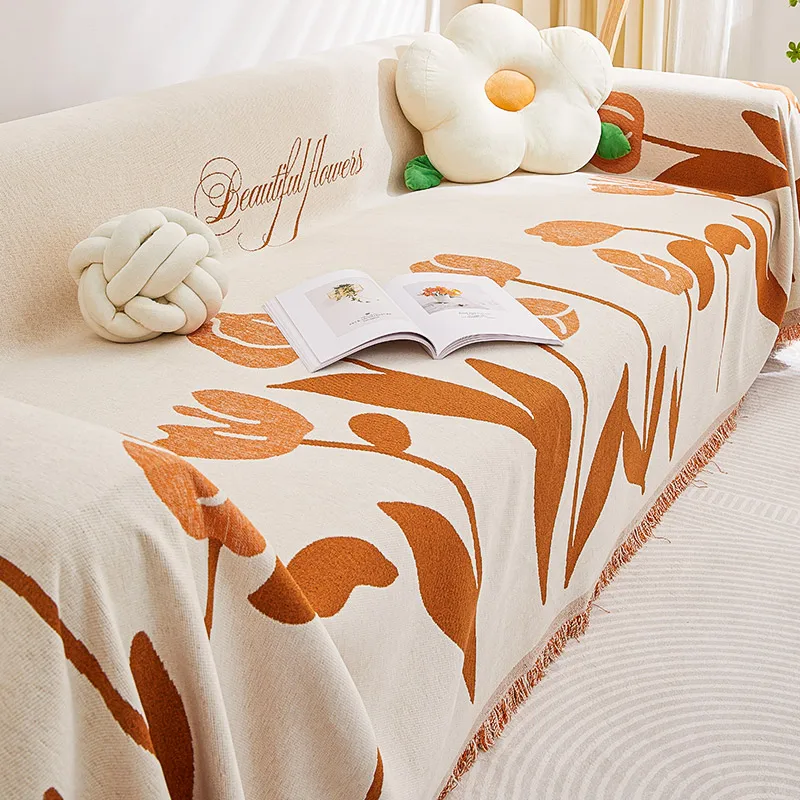 

Colorful Flowers Sofa Cover Chenille Sofa Towel Blanket Universal Anti-slip Couch Slipcover for Living Room Bed Cover Home Decor