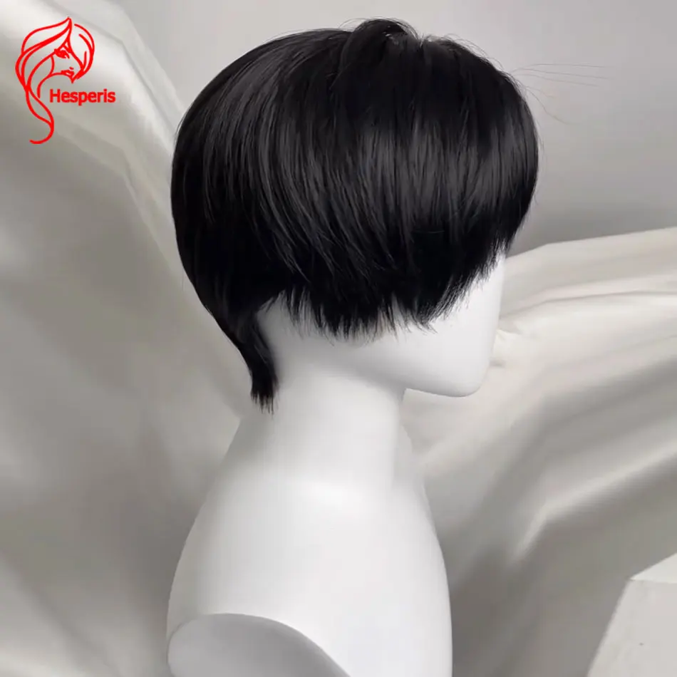 Hesperis Male Human Hair Wigs Natural Color Short Pixie Bob Cut Full Lace Wigs Men's Brazilian Glueless Human For Men