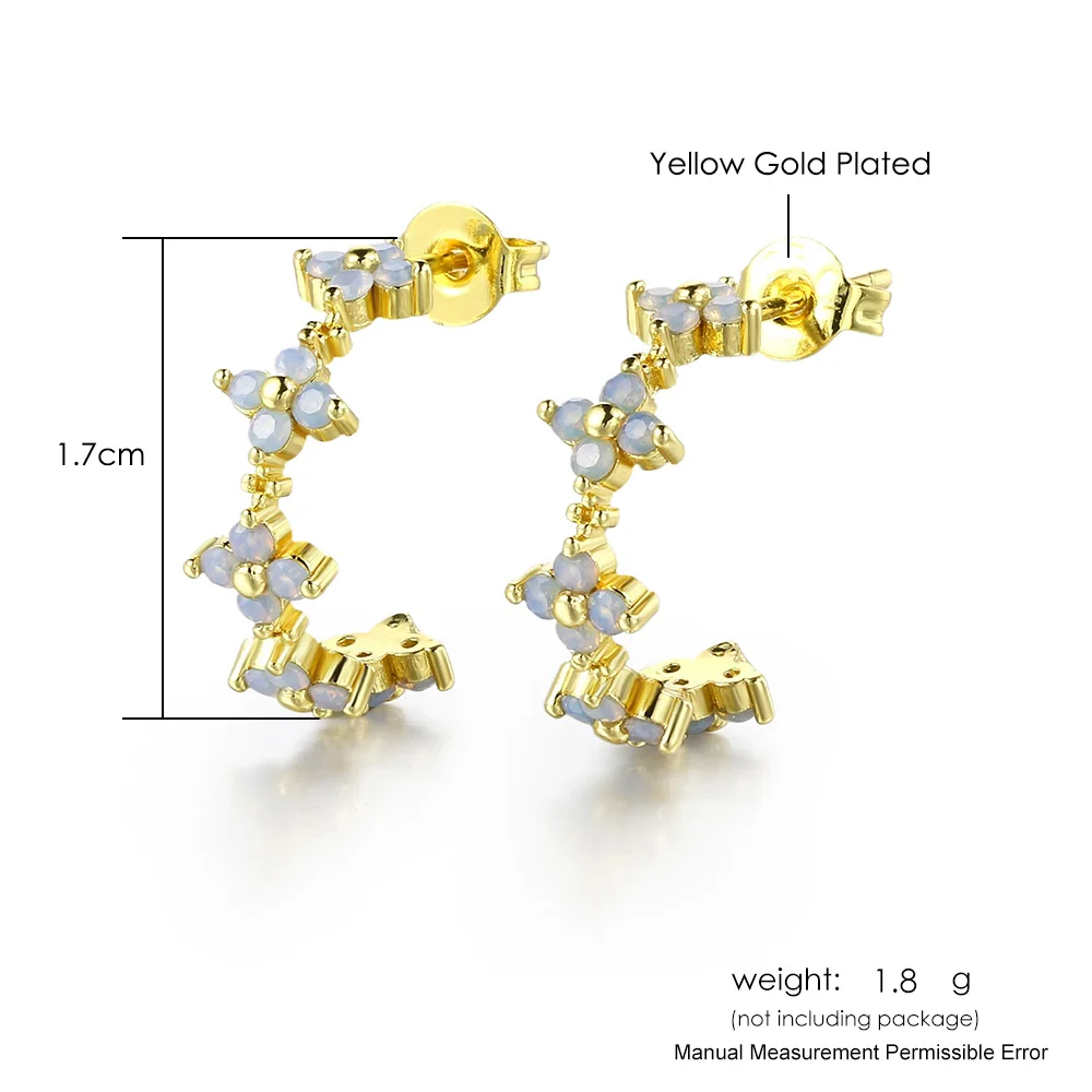 Opal Stein Klee Creolen für Frauen Ästhetik ins Mode c-förmige Gold Farbe Ohrringe Zubehör Schmuck Geschenke kae077 – Detail 1