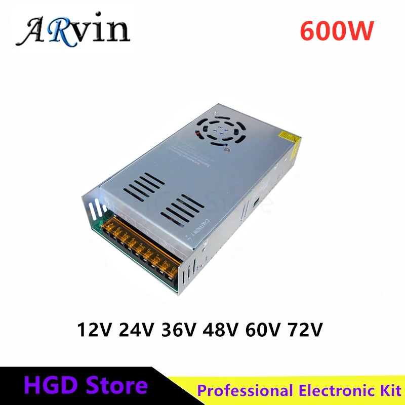 AC100-240V 스위칭 전원 공급 장치, LED 조명 스트립용 변압기, DC 12V, 24V, 36V, 48V, 60V, 72V, 600W, 8.3A, 10A, 12.5A, 16.7A, 25A, 50A