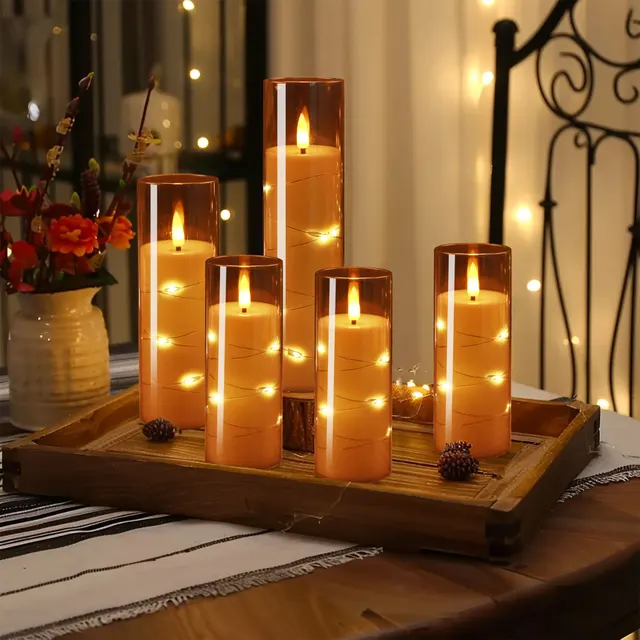 Ensemble de Bougie Pilier LED Sans Flamme avec Minuterie et Télécommande, Chaîne Étoile spatirée, Décoration de Mariage à Domicile et d'Nik, 10/20 6