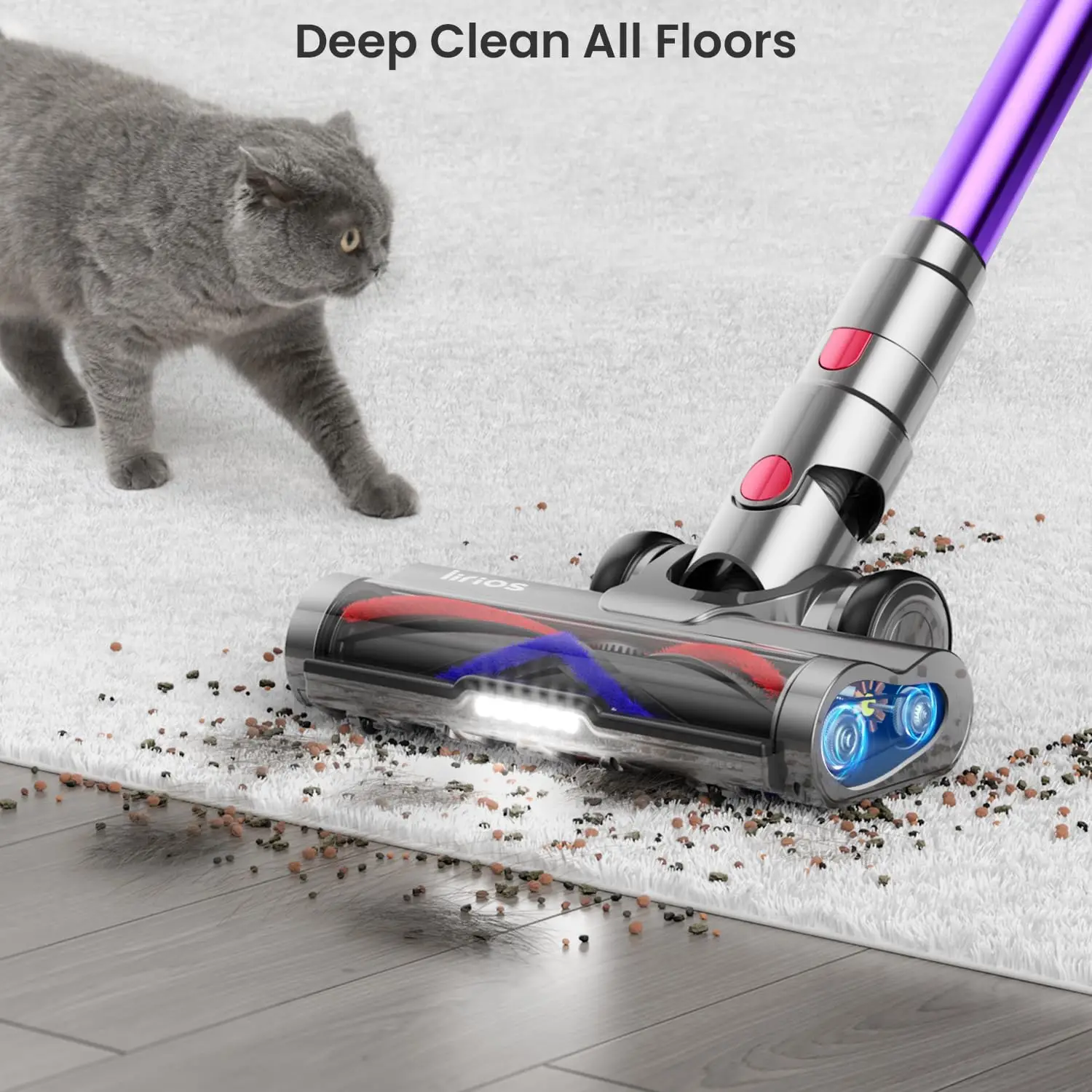 Vacuum Cleaner, 550W/45Kpa/65Mins Vacuum Cleaners for Home, Stick Vacuum Cordless with Low Noise, LED Screen, Wall Mount Chargin 4