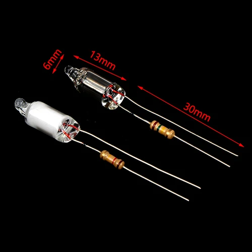 저항기가 있는 미니 네온 전구, 적색, 청색, 녹색, 220V, 6*13mm, 10 개 3