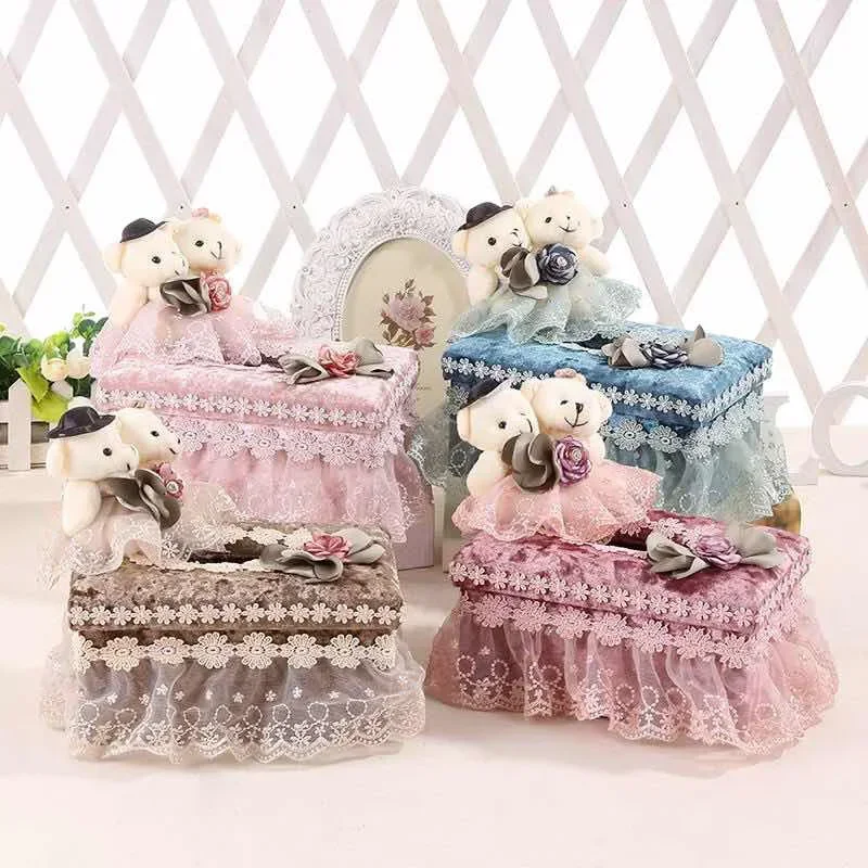 Lace Cloth Tissue Boxes Pink Originality Paper Drawer Box A Living Room Restaurant Kitchen Desktop Toilet Paper Storage Box 3