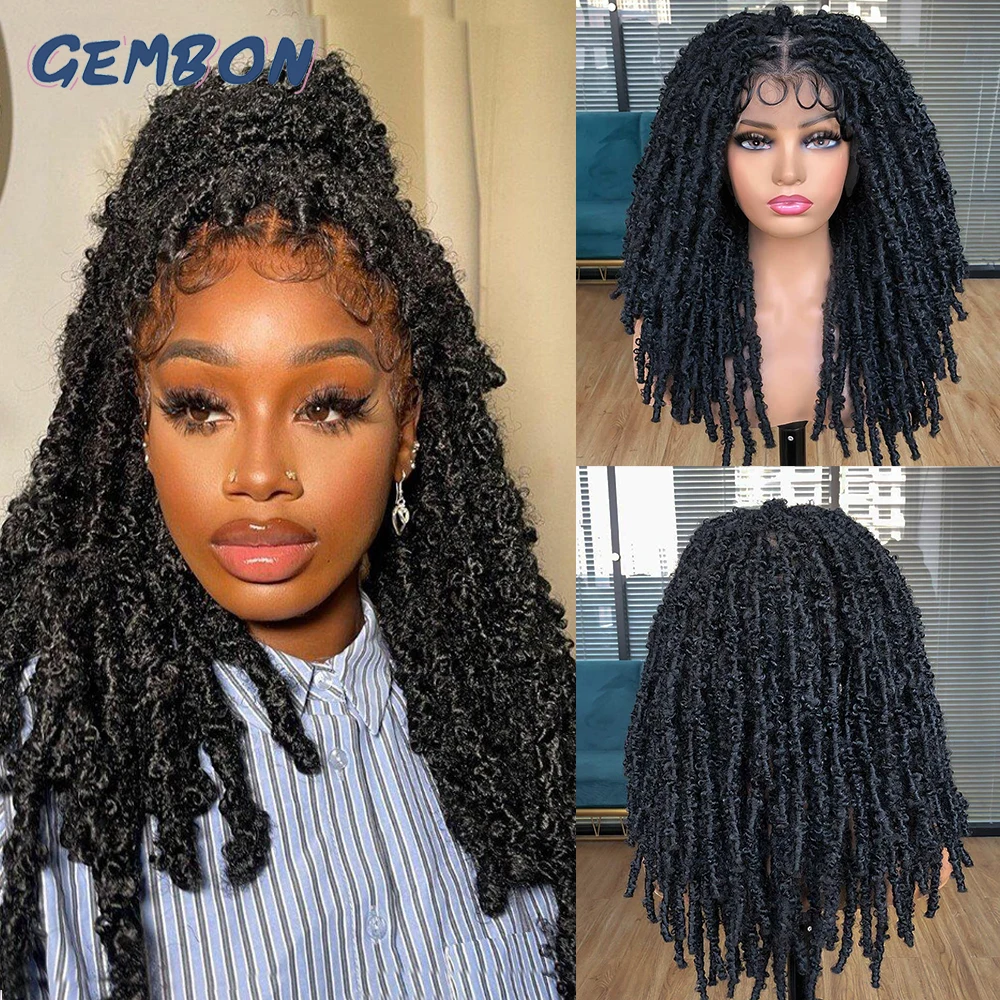 

Butterfly Locs Braided Wigs for Black Women Full Double Lace Twist Locs Hair Wigs Wigs with Baby Hair Synthetic Short Hair 20"