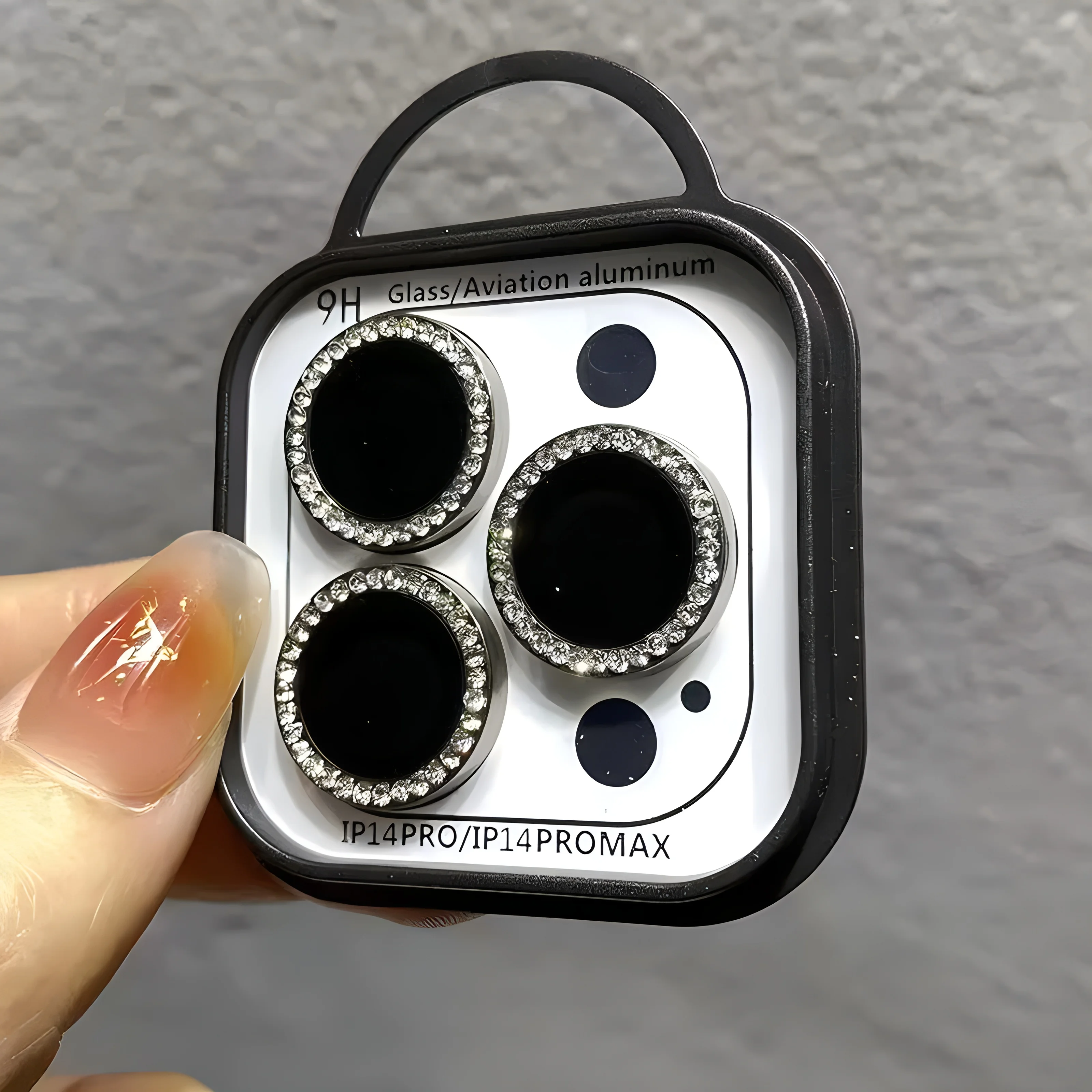 Diamond Flash Glitter Brick Camera Lens Protector with Metal Ring Finish