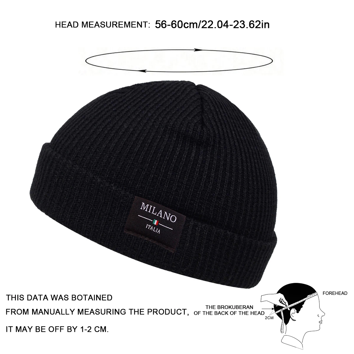 Unisex MILANO ITALIA Näh-Label-Mützen, Herbst- und Wintermützen, warme Strickmütze, Hip-Hop-Mützen für Jungen und Mädchen – Detail 9