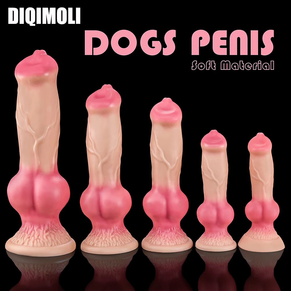 Oversized Dog Dildos Anal Plug Soft Penis Anal Dilator with Suction Cup Phallus Butt Plug Stimulate Vagina Anus Sex Toys