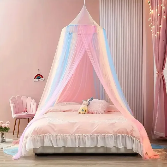 Moustiquaire colorée en forme de dôme d'été, rideau de lit de plafond de chambre à coucher, lit Double, rideau de lit en gaze, moustiquaire de jardin 2