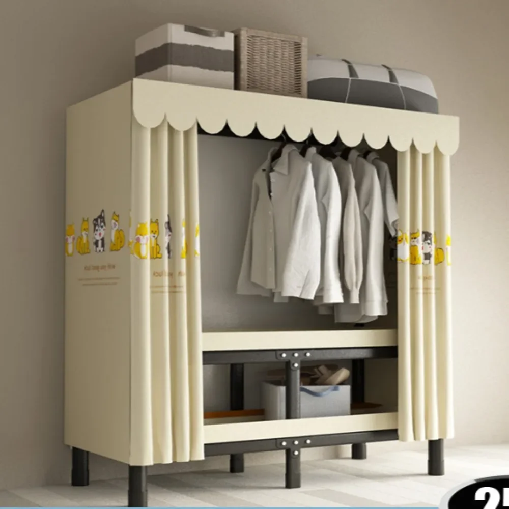 Foldable Installation-Free Wardrobe Heavy Duty Portable Closet With Cover Clothes Racks For Hanging Clothes