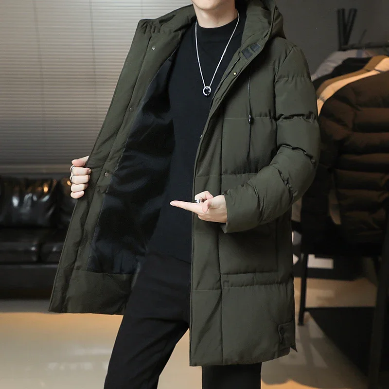 8XL 신상 겨울 패션 청년 중장기장 남성복 한국 버전 인기 브레드 다운 코튼 두꺼운 따뜻한 코트 남자아이용