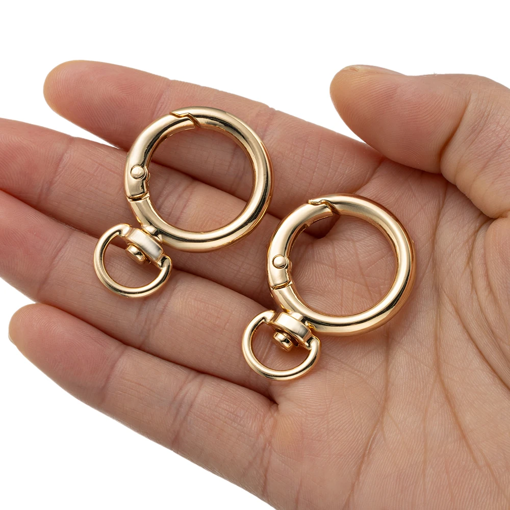 2/5/10Pcs Runde Form Verschluss Metall Schlüsselring Schnallen Clip Hummer Frühling Karabiner Stecker Handtasche Für DIY schmuck Finden – Detail 6