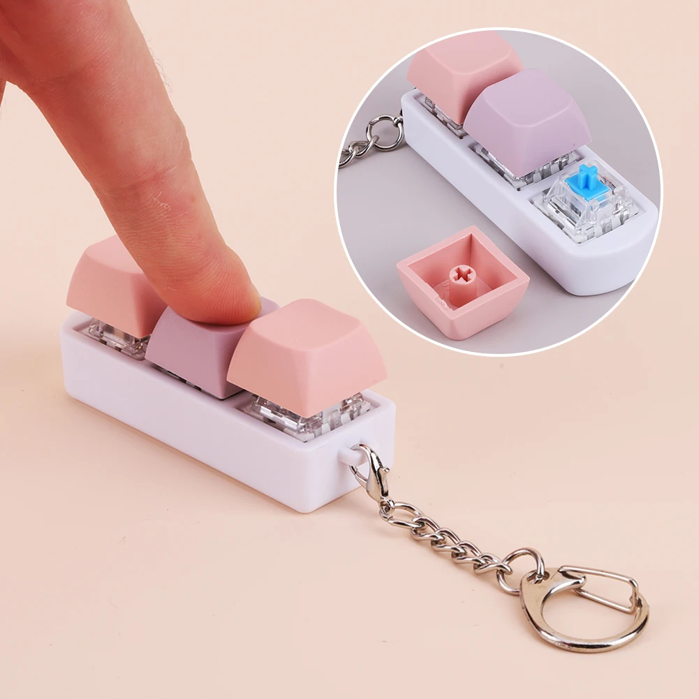 Tri-Key Mechanical Fidget Clicker and Stress Reliever Keychain