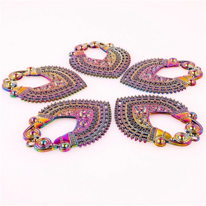 

3pcs/Lot Charms Filigree Hollow Pattern Oxhorn Famous Ethnic Pendant For DIY Jewelry Making Handmade Crafts Earrings Components