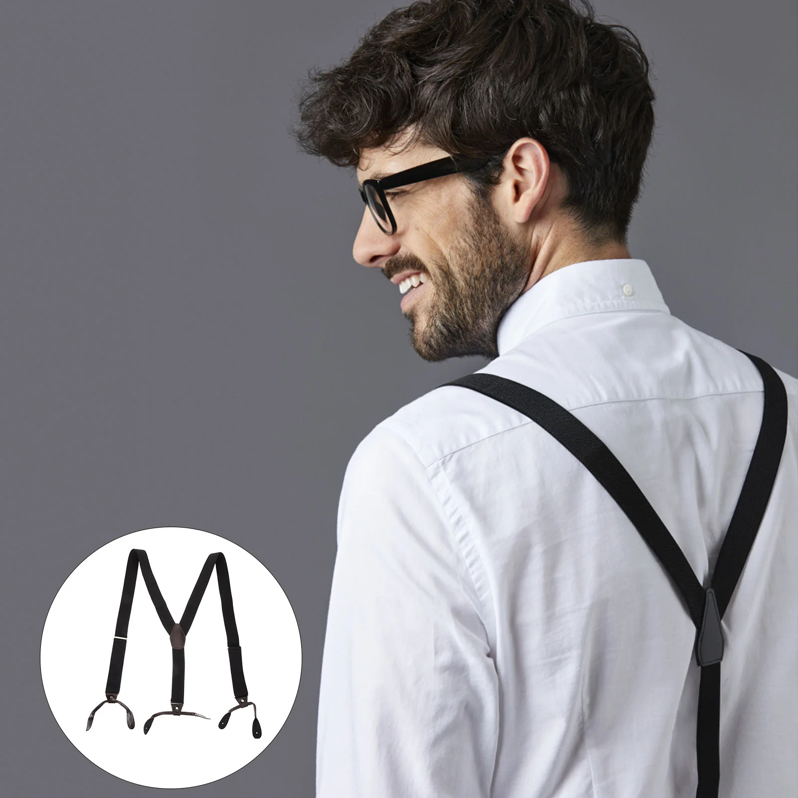 

Suspenders Mens Braces for Trousers Dress Black Aldult Tuxedo Polyester Suit Man