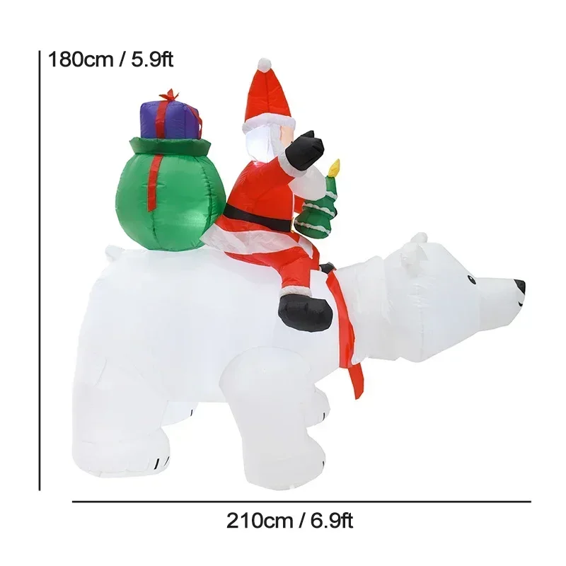 Inflatable Santa Claus Riding Polar Bear 2M Christmas Inflatable Toy Doll Indoor Outdoor Garden Ornament Xmas Decoration 6