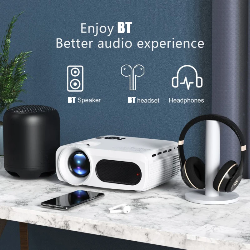 M7 4k Smart Projector 300 Ansi 1920*1080P BT4.1 Dual WiFi Android 9.0 Support 8K Video Home Cinema Outdoor Portable Projector