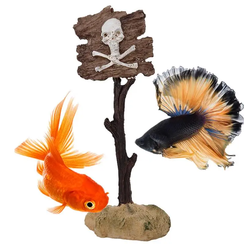 Aquarium Shark Warning Sign Resin Fish Tank Decorations Funny Aquarium Fish Tank Decor Ornaments for
